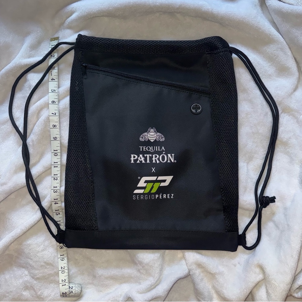 Patrón Tequila x Sergio Pérez Mesh Drawstring Backpack Black Gym Bag